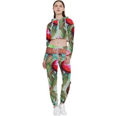 Warm Mushroom Forest Cropped Zip Up Lounge Set by GardenOfOphir