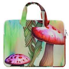 Warm Mushroom Forest Macbook Pro 16  Double Pocket Laptop Bag  by GardenOfOphir