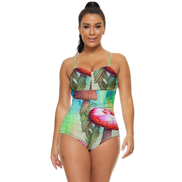 Warm Mushroom Forest Retro Full Coverage Swimsuit