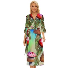 Warm Mushroom Forest Midsummer Wrap Dress by GardenOfOphir