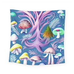 Mushroom Forest Nature Fairy Boho Square Tapestry (small) by GardenOfOphir