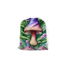 Tiny Mushroom Forest Antique Drawstring Pouch (small) by GardenOfOphir