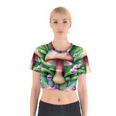 Tiny Mushroom Forest Antique Cotton Crop Top by GardenOfOphir