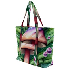 Tiny Mushroom Forest Antique Zip Up Canvas Bag by GardenOfOphir