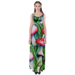 Woods Mushroom Forest Academia Core Empire Waist Maxi Dress by GardenOfOphir