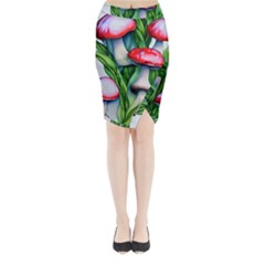 Woods Mushroom Forest Academia Core Midi Wrap Pencil Skirt by GardenOfOphir