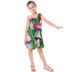 Woods Mushroom Forest Academia Core Kids  Sleeveless Dress by GardenOfOphir