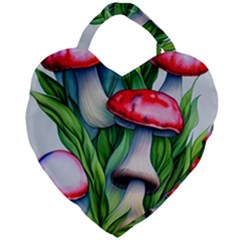 Woods Mushroom Forest Academia Core Giant Heart Shaped Tote by GardenOfOphir