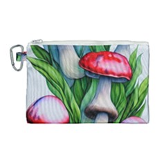 Woods Mushroom Forest Academia Core Canvas Cosmetic Bag (large) by GardenOfOphir