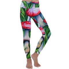 Woods Mushroom Forest Academia Core Kids  Lightweight Velour Classic Yoga Leggings by GardenOfOphir