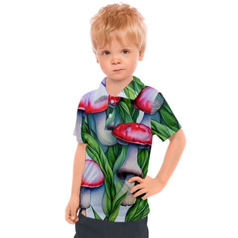 Woods Mushroom Forest Academia Core Kids  Polo Tee by GardenOfOphir