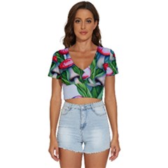 Woods Mushroom Forest Academia Core V-neck Crop Top by GardenOfOphir