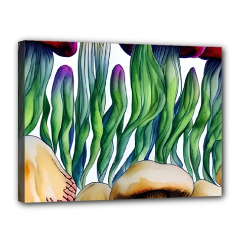 Cozy Mushroom Forest Historical Boho Canvas 16  X 12  (stretched) by GardenOfOphir