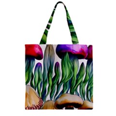 Cozy Mushroom Forest Historical Boho Zipper Grocery Tote Bag by GardenOfOphir