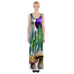 Cozy Mushroom Forest Historical Boho Thigh Split Maxi Dress by GardenOfOphir