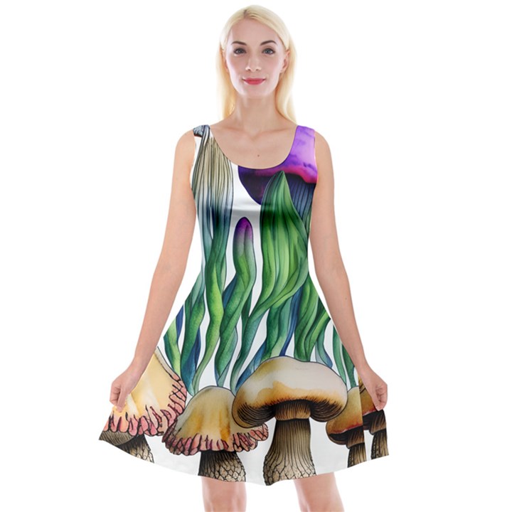 Cozy Mushroom Forest Historical Boho Reversible Velvet Sleeveless Dress