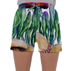 Cozy Mushroom Forest Historical Boho Sleepwear Shorts by GardenOfOphir