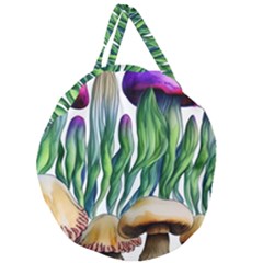 Cozy Mushroom Forest Historical Boho Giant Round Zipper Tote by GardenOfOphir