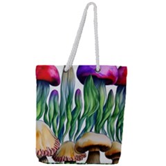 Cozy Mushroom Forest Historical Boho Full Print Rope Handle Tote (large) by GardenOfOphir