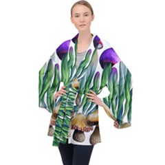 Cozy Mushroom Forest Historical Boho Long Sleeve Velvet Kimono  by GardenOfOphir