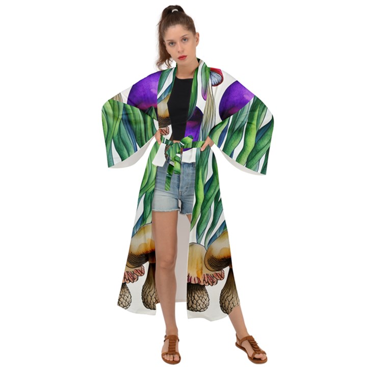 Cozy Mushroom Forest Historical Boho Maxi Kimono