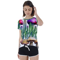 Cozy Mushroom Forest Historical Boho Short Sleeve Open Back Tee by GardenOfOphir