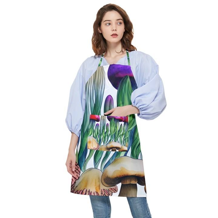 Cozy Mushroom Forest Historical Boho Pocket Apron