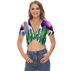 Cozy Mushroom Forest Historical Boho Twist Front Crop Top by GardenOfOphir