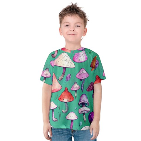 Goblin Mushroom Forest Boho Witchy Kids  Cotton Tee by GardenOfOphir