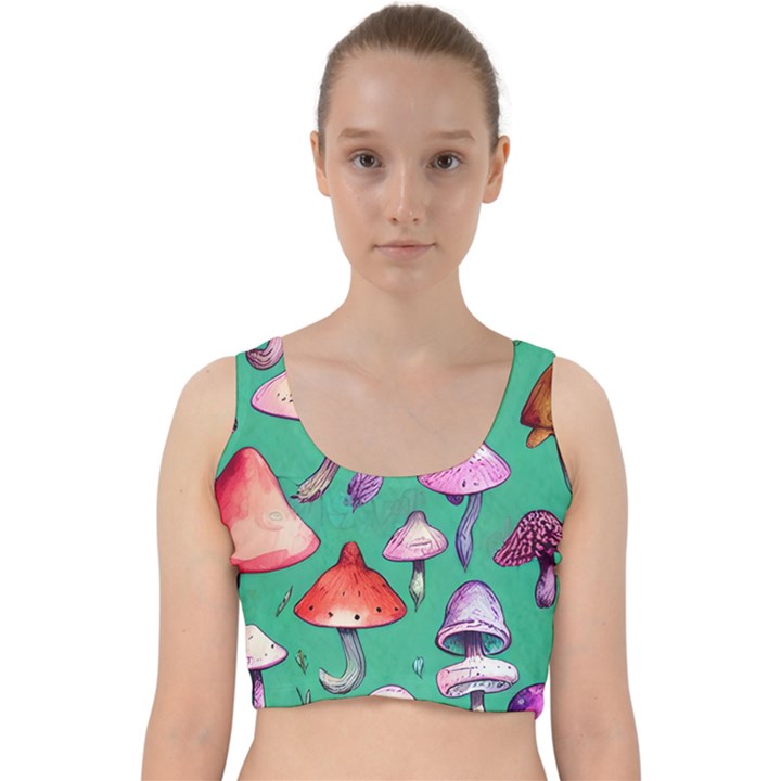 Goblin Mushroom Forest Boho Witchy Velvet Racer Back Crop Top