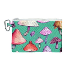 Goblin Mushroom Forest Boho Witchy Canvas Cosmetic Bag (medium) by GardenOfOphir