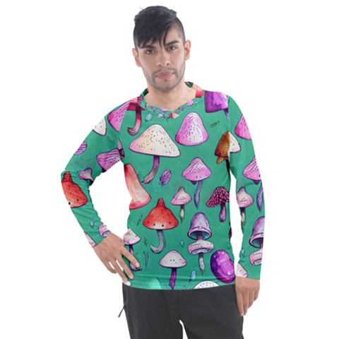 Goblin Mushroom Forest Boho Witchy Men s Pique Long Sleeve Tee by GardenOfOphir