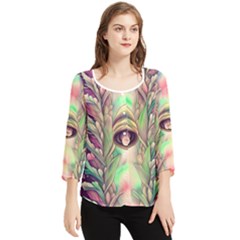 Mystic Mushroom Chiffon Quarter Sleeve Blouse by GardenOfOphir