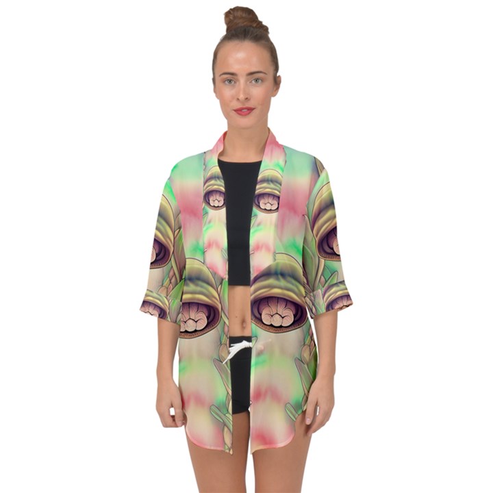 Mystic Mushroom Open Front Chiffon Kimono