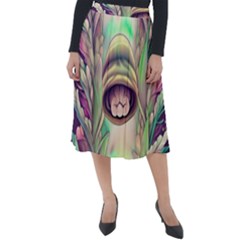 Mystic Mushroom Classic Velour Midi Skirt  by GardenOfOphir