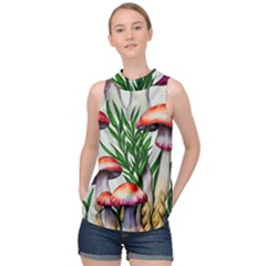 Forest Fungi High Neck Satin Top by GardenOfOphir