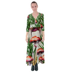 Forest Fungi Button Up Maxi Dress by GardenOfOphir