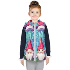 Mushroom Magic Kids  Hooded Puffer Vest by GardenOfOphir