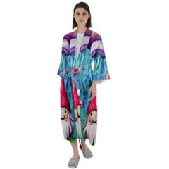 Mushroom Magic Maxi Satin Kimono by GardenOfOphir