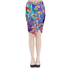 Tiny Toadstools Midi Wrap Pencil Skirt by GardenOfOphir