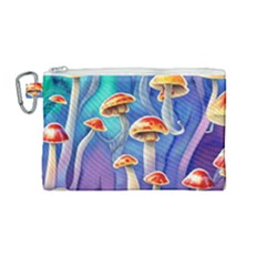 Tiny Toadstools Canvas Cosmetic Bag (medium) by GardenOfOphir