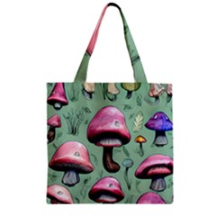 Boho Woods Mushroom Zipper Grocery Tote Bag by GardenOfOphir