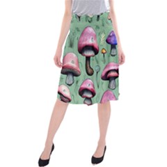 Boho Woods Mushroom Midi Beach Skirt by GardenOfOphir