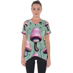 Boho Woods Mushroom Cut Out Side Drop Tee by GardenOfOphir