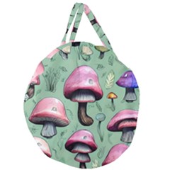 Boho Woods Mushroom Giant Round Zipper Tote by GardenOfOphir