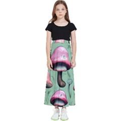 Boho Woods Mushroom Kids  Flared Maxi Skirt by GardenOfOphir