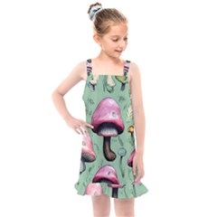 Boho Woods Mushroom Kids  Overall Dress by GardenOfOphir