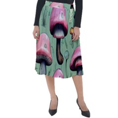 Boho Woods Mushroom Classic Velour Midi Skirt  by GardenOfOphir