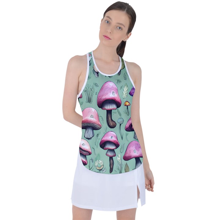 Boho Woods Mushroom Racer Back Mesh Tank Top