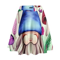 Tiny Mushroom Forest Scene High Waist Skirt by GardenOfOphir